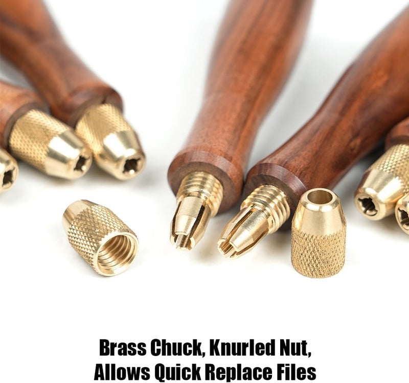 Tocool Wood File Handle Wooden Handles with Brass Collet Chuck for Small Files with a Tang Diameter of 3.1MM-3.7MM - Image 4